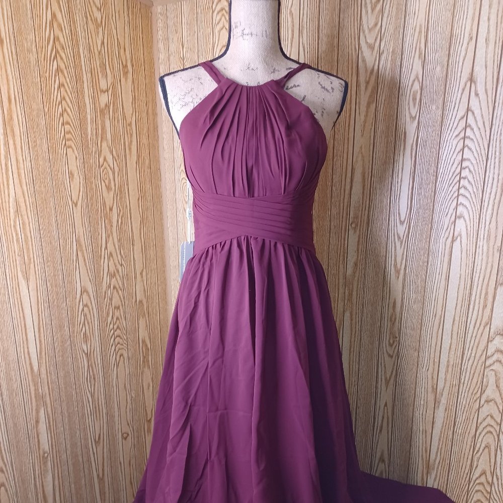 dresspic halterneck long bridesmaid's dress.